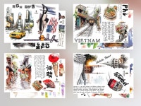 여행 스티커 - 설렘가득여행 인물 꾸밈 PET 2종 MIX [필립의잡화점] 레터링 빈티지 감성 : 허니 마켓