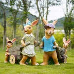 토끼 조각상 대형 조절 장식물 램프 그레이래빗세트/6개 cm 야외 체크인 유리 : 마켓 에스