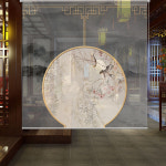 앤틱 전통 블라인드 커튼 가림막 대나무 바란스 자수 파티션 작은창 비즈 100X200cm 반투명한 치노 나염/평방미터당 : 플로리센