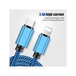 20W PD 고속 충전 12 케이블 땋은 11 14 iPhone 코드 액세서리 C- 휴대폰 데이터 번개 와이어 용 USB 13 Blue 1M 1PCS : 인더스텍