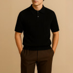 여름 남녀 공용 카라 오버핏 니트 기본 반팔 티 블랙, FREE(One size) : 제네라 ZENELA