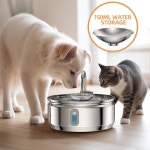 3.2L/108oz 고양이 물 분수 스테인레스 스틸 애완 동물 디스펜서 개 그릇 개를위한 수위 창 F-1filter 3.2L 108oz : 라벨샵인