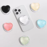 스마트폰 태블릿 휴대폰 액세서리를 위한 Magsafe 마그네틱 귀여운 유리 하트 디자인 접이식 그립 스탠드 홀더(흰색)와 호환되는 OnTheGrip... 