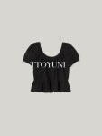 (당일) 포레스트 forest 팬지 블라우스 오프숄더 U넥 크롭 퍼프 떠유니 : ttoyuni