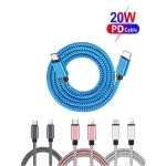 20W PD 고속 충전 12 케이블 땋은 11 14 iPhone 코드 액세서리 C- 휴대폰 데이터 번개 와이어 용 USB 13 Blue 1M 1PCS : 인더스텍