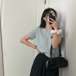 [성글한짜임/7color] 아이스 라운드넥 꽈배기 데일리 여름 반팔 니트 : 몽그라미