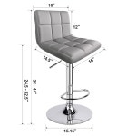 레오파드 바 스툴, 등이 있는 모던 PU 가죽 조절식 회전 2종 세트(라이트 그레이) Z-black/1 Chair : 민피아