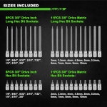 TecoTek 38피스 3/8인치 드라이브 헥스 비트 소켓 세트, SAE(1/8 -3/8 ) 및 미터법(3mm-10mm), CR-V S2 합금강, 엑스트라 롱 스탠다드... 