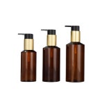 빈투명 다크 브라운 플라스틱 PET 펌프 병, 골드 칼라 블랙 로션 리필 화장품 샴푸 100ml, 25 개 : 진성글로벌로지스4
