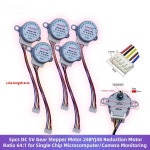 스테퍼 64 24BYJ48 컴퓨터 감속 5선 모터 단일 기어 5PCS 5V 4상 카메라 모니터링용 비율 : 파이파파
