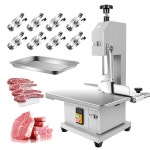1800W 전기 뼈 톱 기계, 상업용 밴도 기계 0.04-7.9인치 조절식 냉동 고기 커터, 톱날 8개, 소고기, 닭고기, 생선용 스테인리스 스틸... 