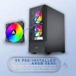 아페비아 이클립스-BK 이클립스 미드 타워 게이밍 PC 케이스, 120mm ARGB 팬 5개 포함, 366개의 RGB 라이트 모드, 미니멀한 벌집 디자인... 