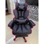 쎄련 게이밍의자 PC방 사무실 학생 편한 컴퓨터 체어 검정(빨강 테두리 발받침X) : 모두조아쇼핑