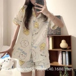 G1168 캐릭터 잠옷 먼작귀 우사기 하치와레 반팔 여름 홈웨어 선물 귀여운 : 쿠마네상점