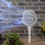 이노베이티브 전기 모기채 90도 회전 전자 파리채 대형 그레이 충전식 초파리 전기채 : 이노베이티브리빙