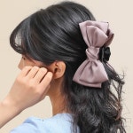 실크 왕리본 집게핀 인디퍼플 올림 헤어집게핀 : 마리파라