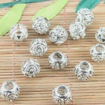 할로우 루즈 비즈 핏 팔찌, 티베탄 실버 톤 패턴, 8.9x10.5mm 홀, 4.5mm, H5107, 10 개 : 운김무역