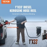 VEVOR 연료 호스 릴 롱 1인치 X 디젤 리트랙터블 노즐이 자동 33인치 엑스트라 : 더바이웨이