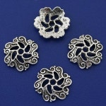 다크 실버 톤 플라워 비드 캡 파인딩, H3238, 13mm, 40 개 : 운김무역