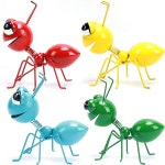 크루이스 쿠카 금속 마당 아트 가든 장식 귀여운 개미 야외 조각품 4종 세트 ladybugs : 루나화이트