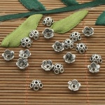 주얼리 제작용 다크 실버 톤 서클 패턴 비드 캡, H3305 비즈, 100 개, 6.5mm : 운김무역