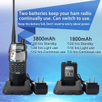 UV 5R PRO HAM 라디오 휴대용 무전기 UHF VHF 듀얼 밴드 2방향 풀 키트 추가 3800MAH 배터리 이어피스 및 프로그래밍 케이블 2팩 2... 