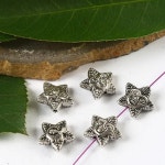 주얼리 제작용 티베트 실버 페이스 스타 스페이서 비즈, H2457 11mm, 20 개 : 운김무역