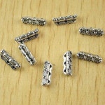티베탄 실버 스페이서 비즈, 3 인 1 바, H2451, 14.3mm, 30 개 : 운김무역