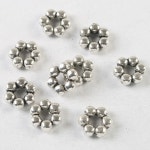 다크 실버 톤 도트 플라워 스페이서 비즈, 8mm 홀: 2.5mm, H3722, 25 개 : 운김무역
