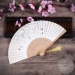 실크 화접도 여름 대나무 접이식 부채 : 용문다온