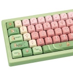 팀세커 130 키 귀여운 카피바라 그라디언트 키캡, 1.7mm 두께의 PBT 핑크 및 그린 MOA 프로필 ANSI/ISO 레이아웃 체리 MX 스위치 기계식... 