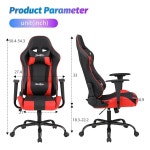 요추 지지대 헤드레스트 팔걸이 롤링 회전 기능과 PC 게이머를 위한 조절 가능한 기능을 갖춘 PayLessHere 게이밍 의자 인체공학... 
