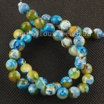 패션 주얼리 둥근 루즈 비즈, 아름다운 그린 스카이 블루 블랙 카넬리안 면, 1 가닥 G6214, 8mm : 은율무역