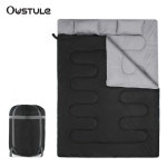 USB 온열 침낭 2인 1 220x150 여행 비상 전신패딩 담요 캠핑침낭 생존 커플 1 더블 블랙 그레이 베개 2 7KG : 바소생활