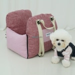 애견 카시트 가방 핑크 이동장 소형견 헤드레스트고정 반려동물 : 혜이민
