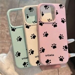 검은 개 발자국 인쇄 전화 케이스 IPhone 16 15 14 13 12 11 Pro Max Plus Matte Lichee 패턴 소프트 TPU 커버 : 만만종합몰