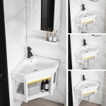 코너세면대 화장실 세면기 모서리 하부장 미니세면대 1번볼 레버홀더 진수 : 카스타르