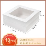 미플릿 14X14X6 인치 케이크 박스 10개 티어 케이크용 베이커리 14 화이트 대형 골판지 결혼식, 생일, 파티용 뚜껑이 있는 용기 포장 : 하운모어
