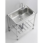 간이싱크대 스테인리스 보조 미니 주방 스텐 싱크볼 스틸 블랙 씽크대 개수대 빨래 1 싱글싱크48 35사각파이프홀더 : 모렌다