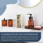 할스턴 앰버 유리 욕실 액세서리 컬렉션, 거품 비누 디스펜서, 헤비 웨이트 큐팁 코튼 병 홀더, 접시, 배니티 장신구 트레이, 칫솔... 