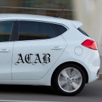 HZX 텍스트 ACAB 자동차 스티커 비닐 데칼 방수 스티커 자동차 바디 후면 : 월드와이드바잉