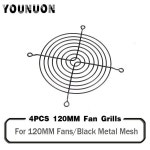 4개 블랙 120mm 팬 그릴 금속 와이어 가락 보호기 가드 PC DC 12025 12038 : 우나컴퍼니