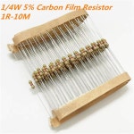 100PCS 1/4W 5% 탄소 필름 저항기 1R-10M 10R 47R 100R 220R 1K 10K 4K7 100K 560K 1M-10M ohm 컬러링 저항 : 분당플렉스55