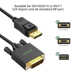 UVOOI 디스플레이포트-DVI 케이블 10피트 2팩, DP-DVI 코드-남성 간 컴퓨터, PC, 모니터, TV, 프로젝터 등과 호환 가능 10FT Black : GSN-9