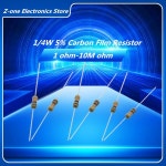 100PCS 1/4W 5% 탄소 필름 저항기 1R-10M 10R 47R 100R 220R 1K 10K 4K7 100K 560K 1M-10M ohm 컬러링 저항 : 분당플렉스55