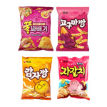 농심 인기스낵 꿀꽈배기+고구마깡+감자깡+자갈치 번들 (4개) : 딩동팩토리