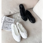 [H3268] 비즈 스팽글 반짝이 밴딩 플랫슈즈 여성 데일리 슈즈 : 새로이클라쓰