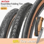 JILUER 도로 자전거 타이어 접이식 초경량 자전거 타이어 700x25c/28c/38c 60TPI 검정색/노란색 안티 펑크 자갈 타이어 자전거 부품... 