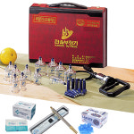 부항명가 뉴한솔 고급형 부항기 19컵세트+스텐사혈기 채혈침200개 소독솜100매 완벽구성 : 수의료기