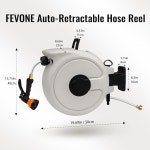 FEVONE 100피트 x 1/2인치 접이식 정원 호스 릴, 모든 길이 잠금 장치... 7개의 패턴 노즐, 3/4인치 NPT 피팅, 6 56피트 : 트웬티식스월드몰